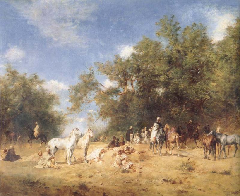 Eugene Fromentin Arab Horsemen Resting china oil painting image